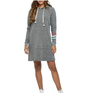 Sol Angeles Gray Flag Hoodie Dress medium